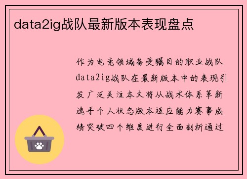 data2ig战队最新版本表现盘点